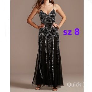 NWT Linear Bead & Sequin Spaghetti Strap Dress